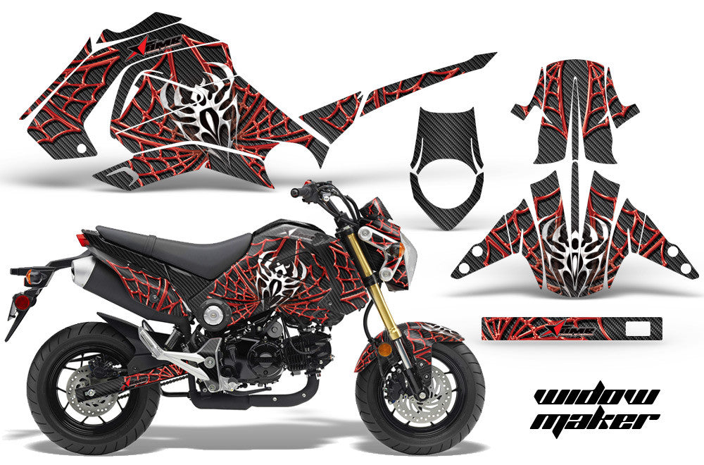 Widow Maker in Black Background Red Design Design on a Honda Grom 125 Graphics Kit (2013–2016)