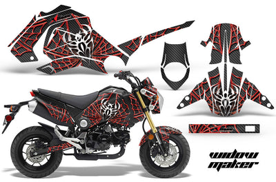 Widow Maker in Black Background Red Design Design on a Honda Grom 125 Graphics Kit (2013–2016)