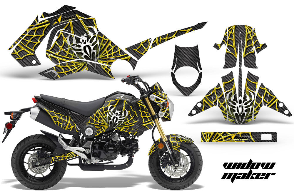 Widow Maker in Black Background Yellow Design on a Honda Grom 125 Graphics Kit (2013–2016)