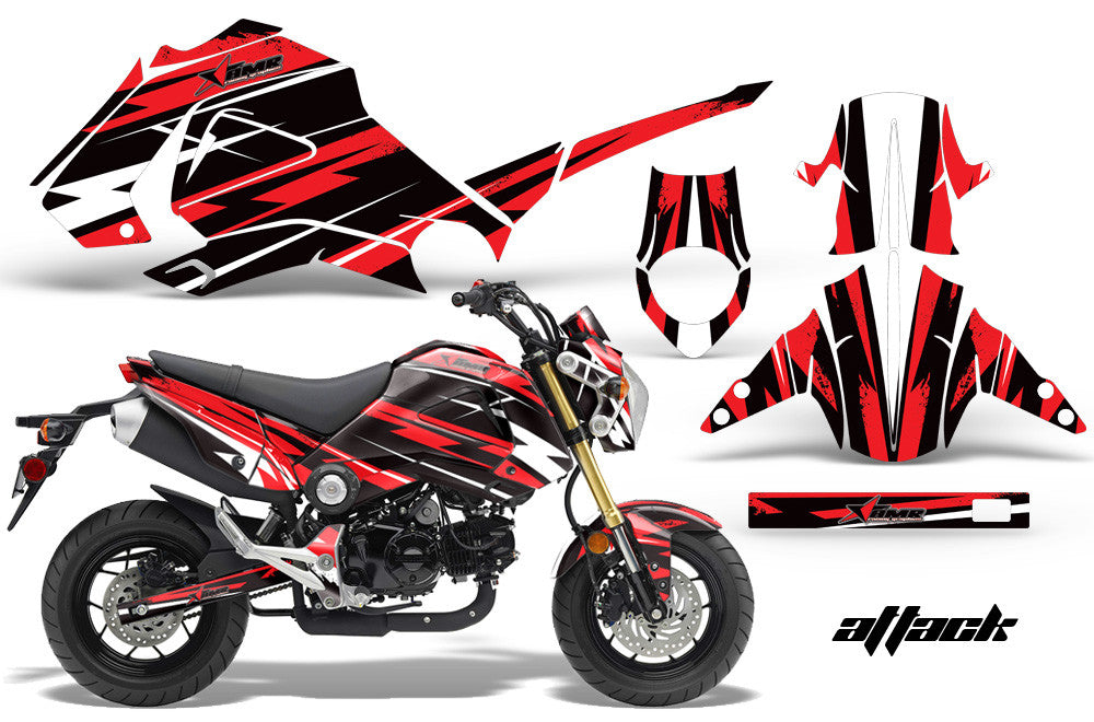 Red Attack Design on a Honda Grom 125 Graphics Kit (2013–2016)