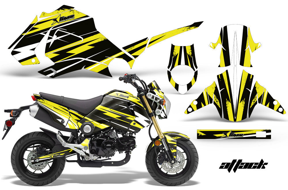 Attack in Yellow Design on a Honda Grom 125 Graphics Kit (2013–2016)