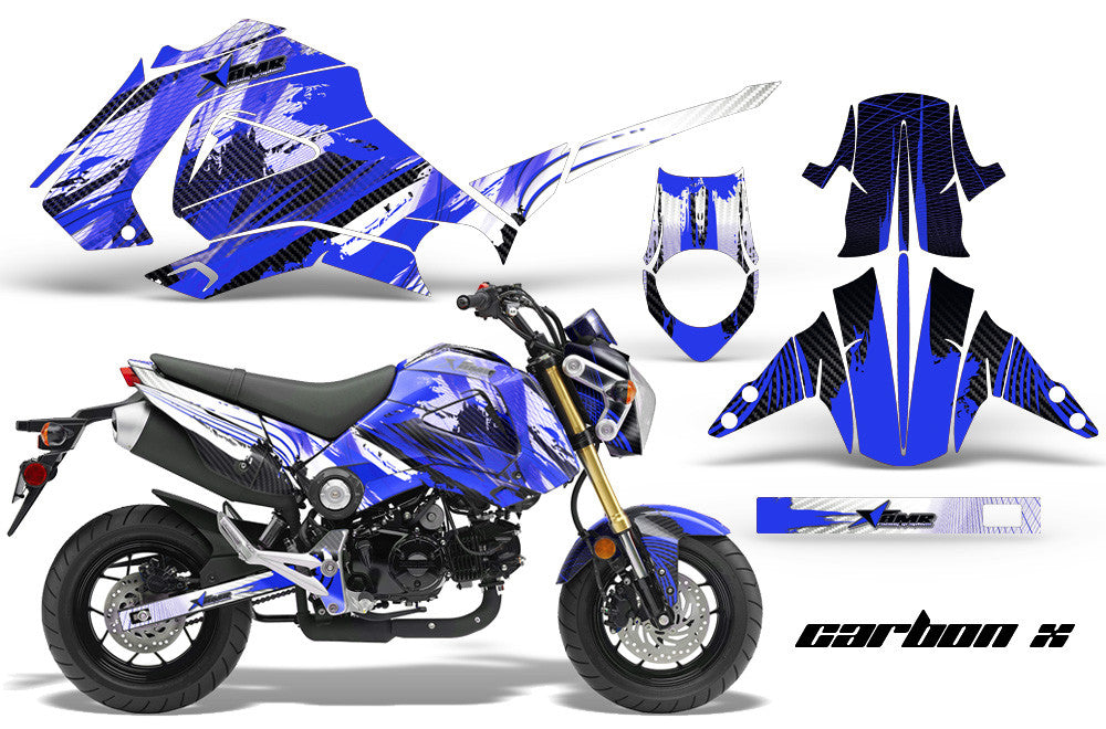 Carbon X in Blue Design on a Honda Grom 125 Graphics Kit (2013–2016)