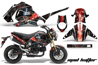 Mad Hatter in Black Background Red Design on a Honda Grom 125 Graphics Kit (2013–2016)