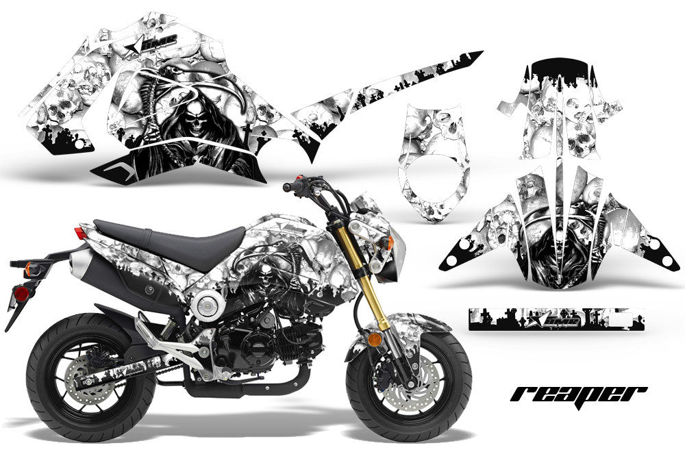 Reaper in White Design on a Honda Grom 125 Graphics Kit (2013–2016)