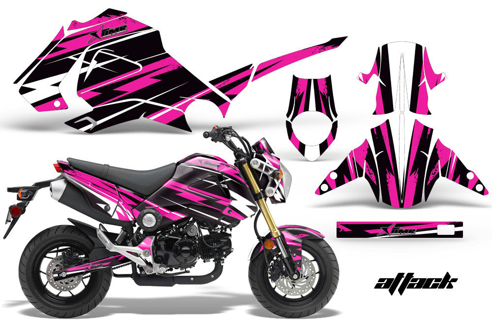Pink Attack Design on a Honda Grom 125 Graphics Kit (2013–2016)