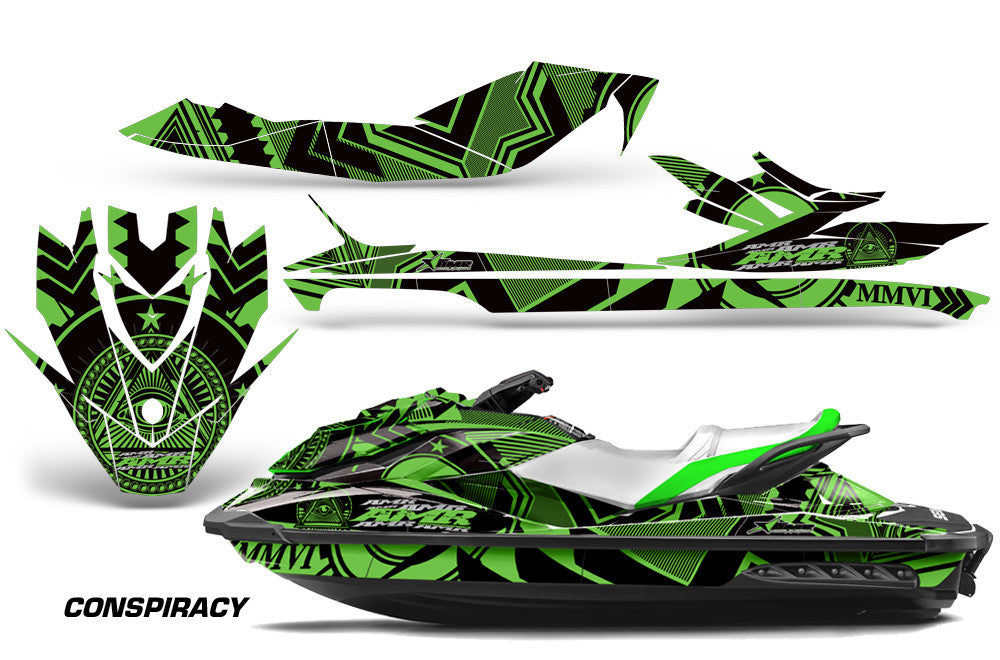Green Conspiracy Design graphics kit on Sea-Doo GTI watercraft (2011–2019)