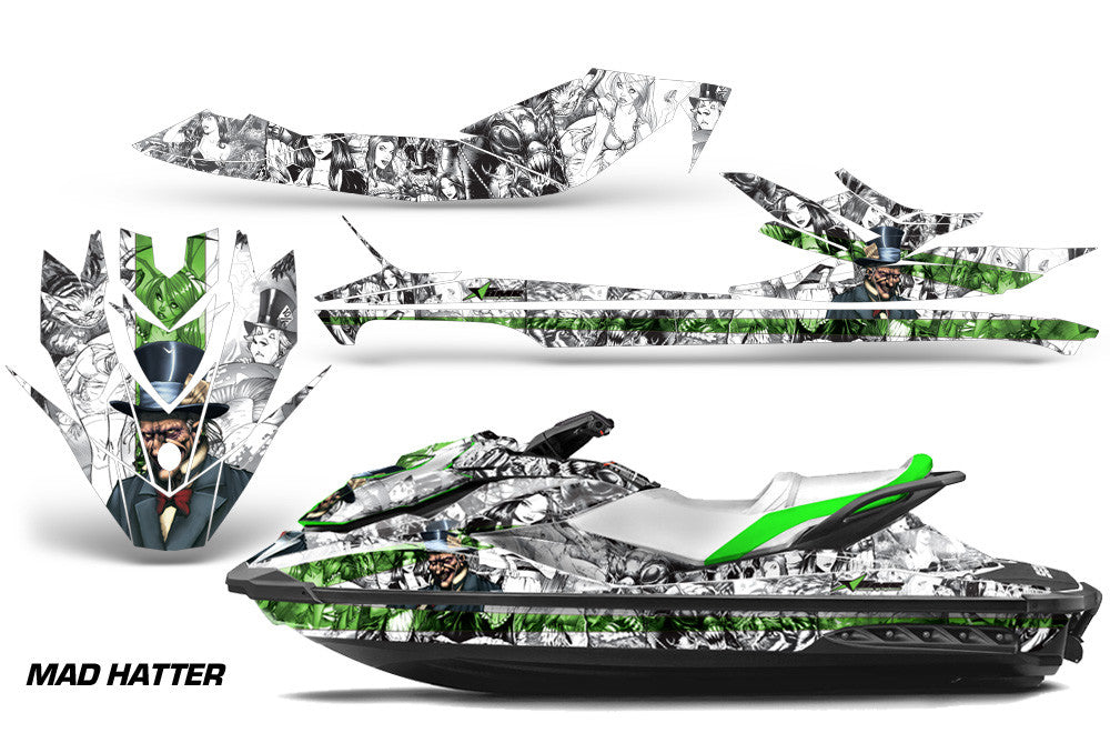 White Green Mad Hatter Design graphics on Sea-Doo GTI watercraft (2011–2019)