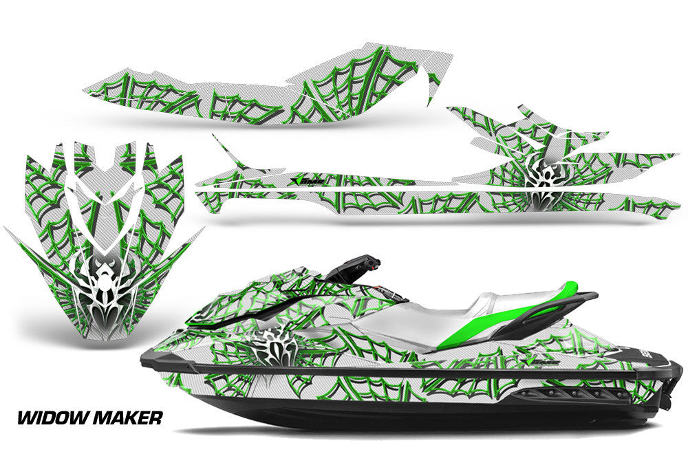 White Green Widow Maker Design wrap on Sea-Doo GTI watercraft (2011–2019)