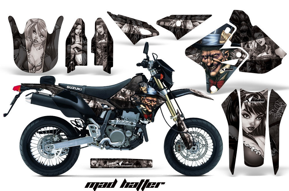 Mad Hatter - BLACK background SILVER design