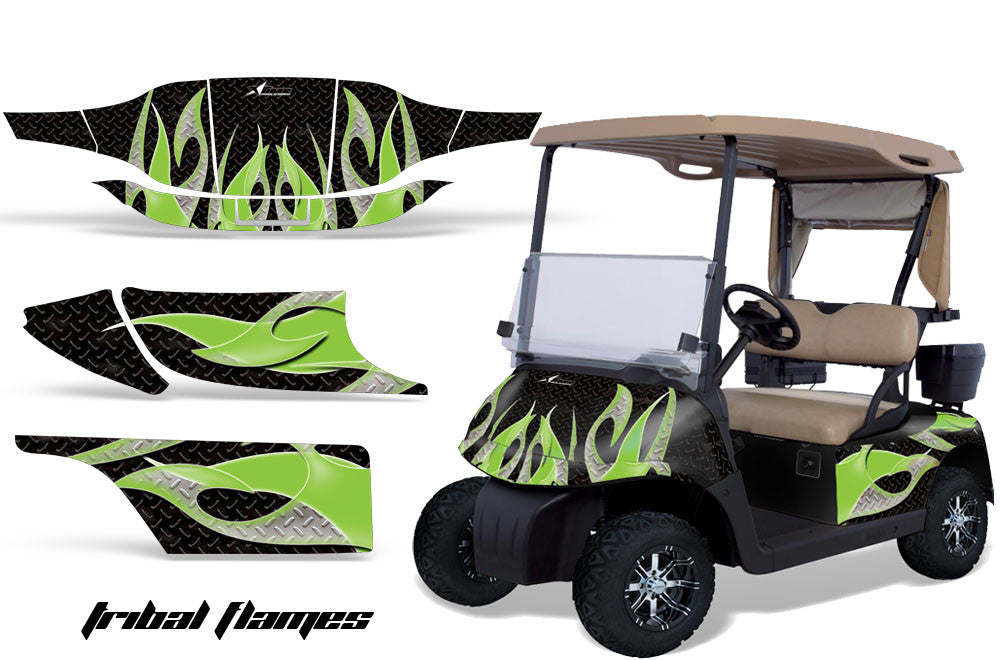 Tribal Flame in Black Background Green Design