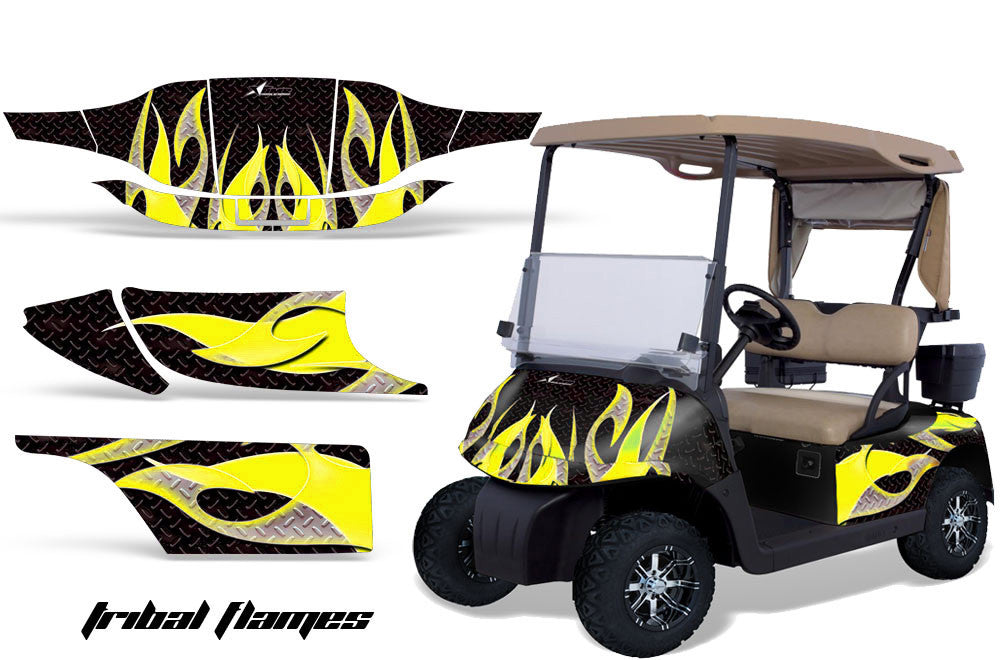 Tribal Flame in Black Background Yellow Design