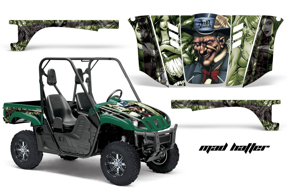 Mad Hatter Green Background Black Design