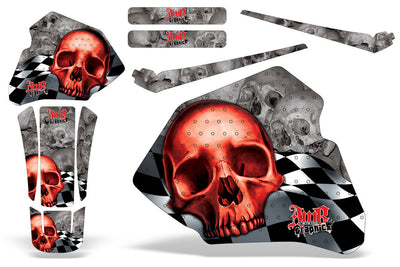Checkered Skull - Silver Background Red Design (85-00)