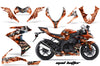 Kawasaki ZX10 Ninja '08-'09 Mad Hatter in Orange Background with Silver Design