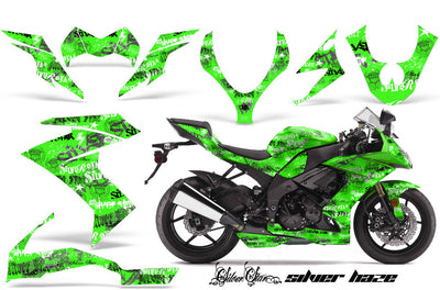 Kawasaki ZX10 Ninja '08-'09 Silver Haze Green Background White Design
