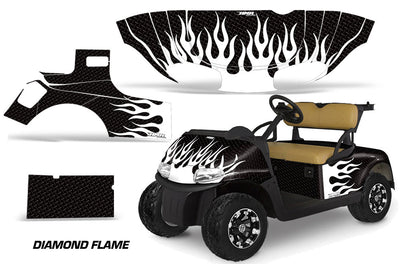 Diamond Flames - Black Background White Design