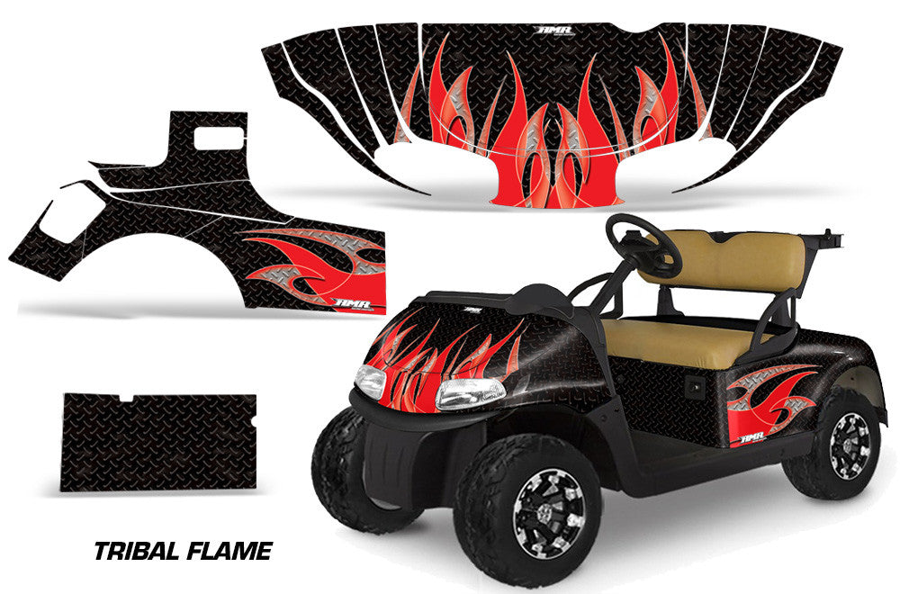 Tribal Flame - Black Background Red Design