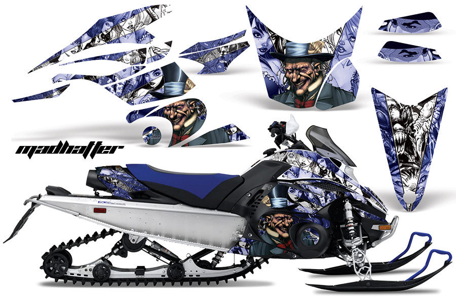 Mad Hatter Blue Background White Design