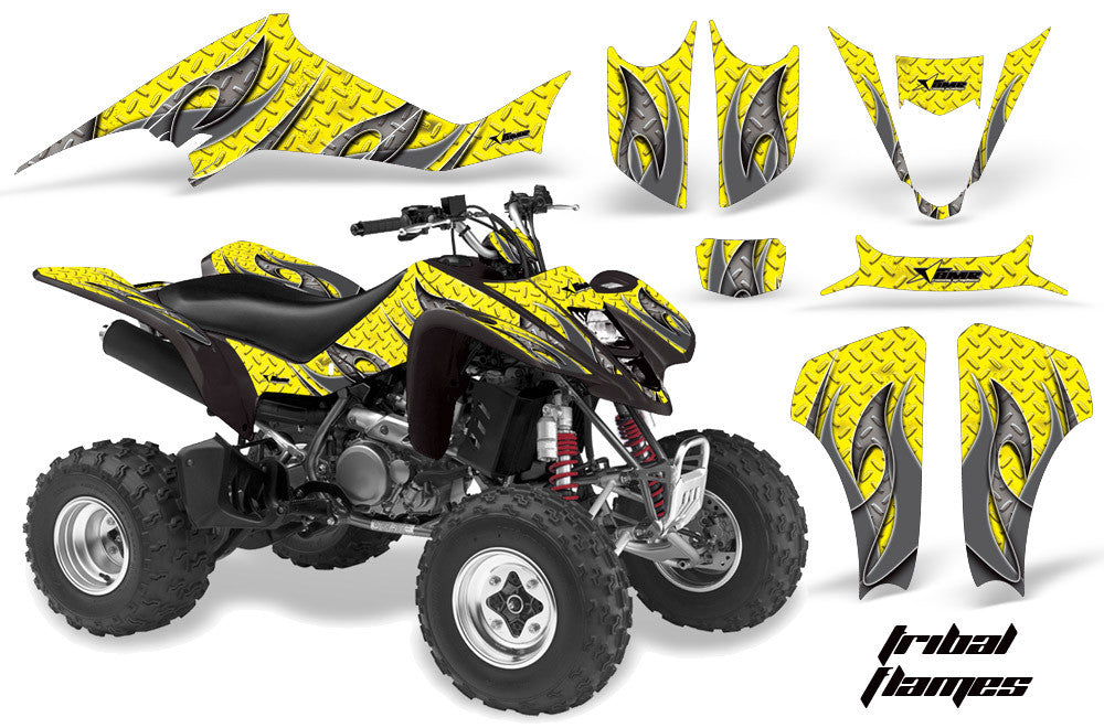 Tribal Flames - Yellow Background Silver Design