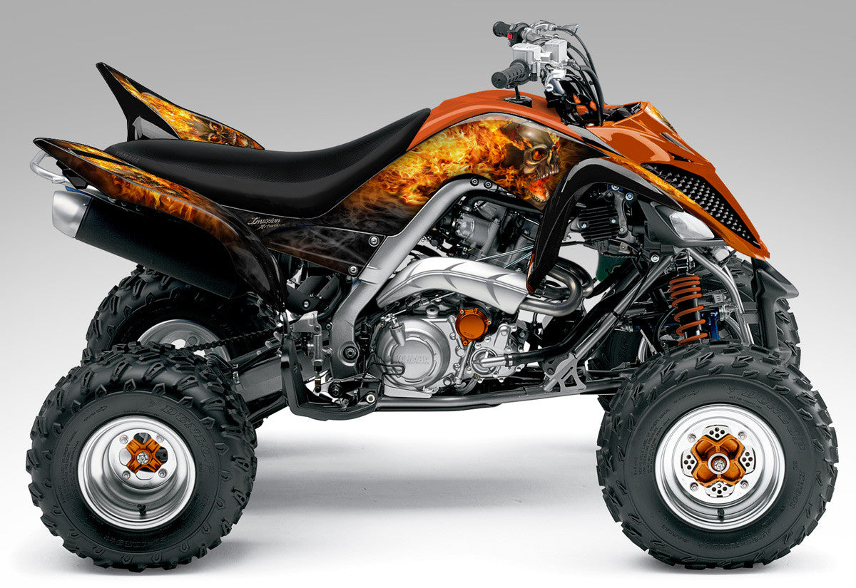 Nitro - Black Background Natural Fire Design on a Orange Bike