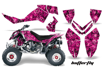 Skulls & Butterflies -Pink Background Black Design