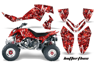 Skulls & Butterflies - Red Background White Design