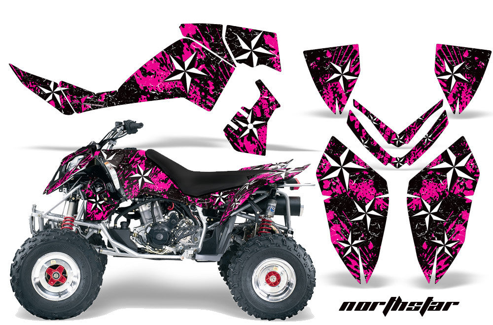 North Star - Pink Background White Design