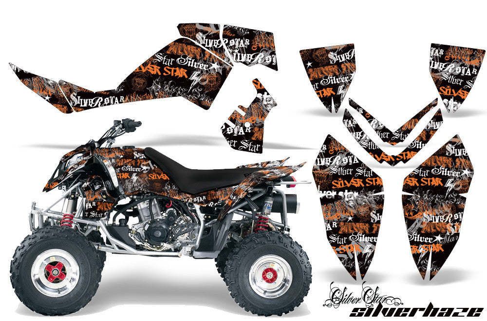 Silver Haze - Black Background Orange Design