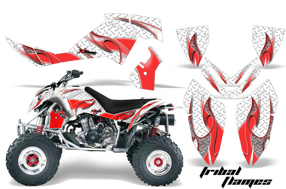 Tribal Flames - White Background Red Design