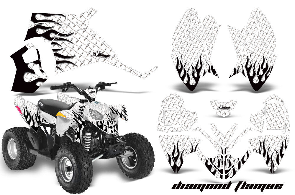 Diamond Flames - White Background Black Design