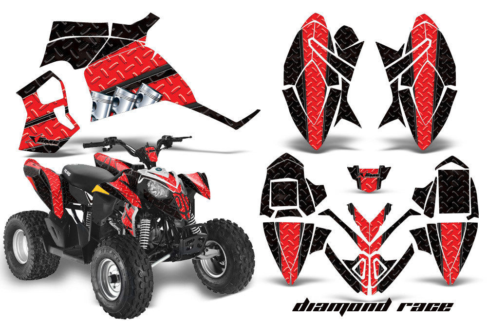 Diamond Race - Black Background Red Design