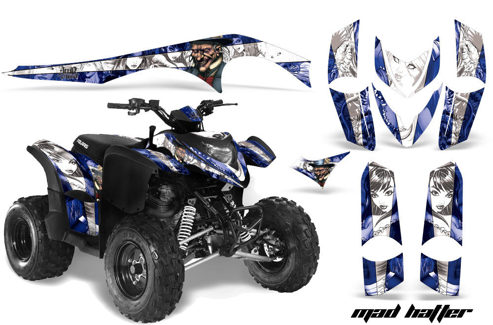 Mad Hatter - Blue Background White Design