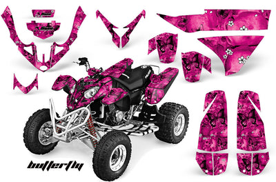 Skulls & Butterflies - Pink Background Black Design