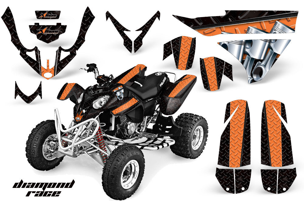 Diamond Race - Black Background Orange Design