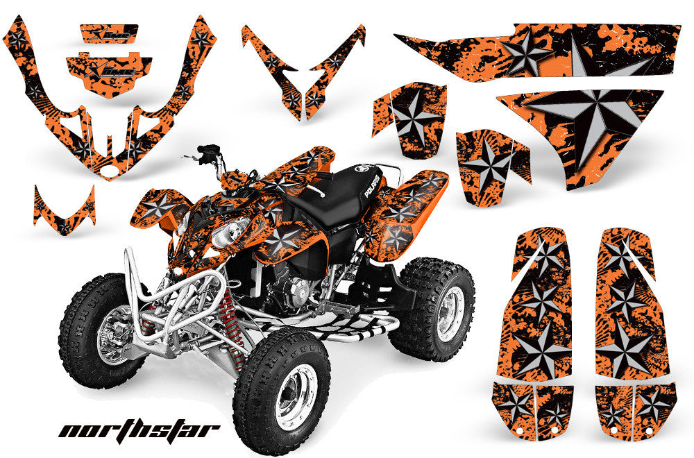 North Star - Orange Background Silver Design