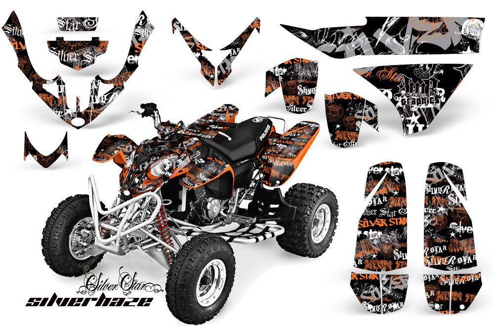 Silver Haze - Black Background Orange Design