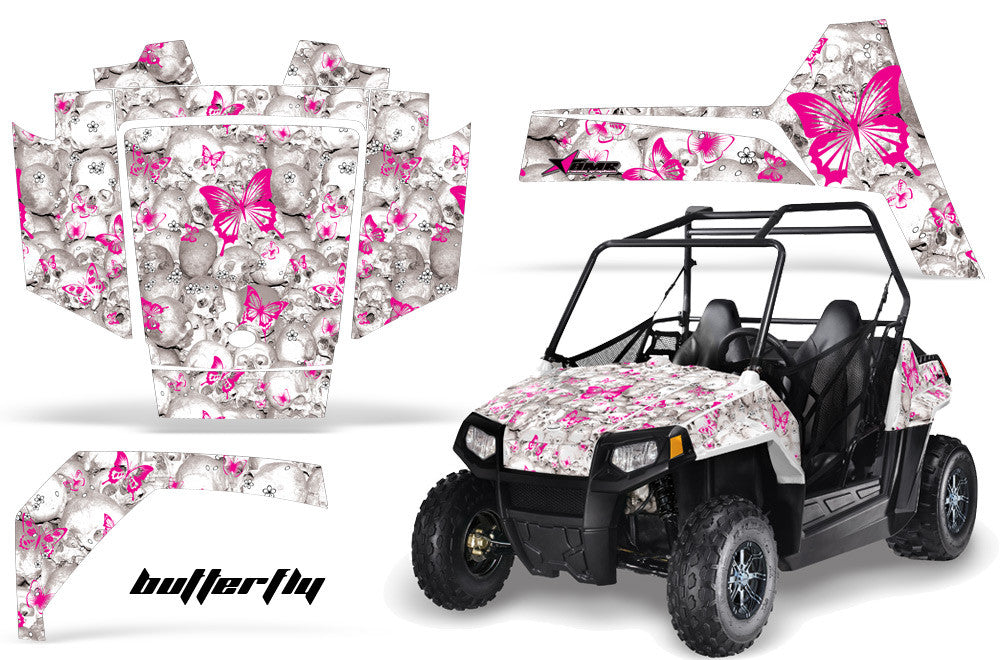 Skulls & Butterflies - WHITE background PINK design