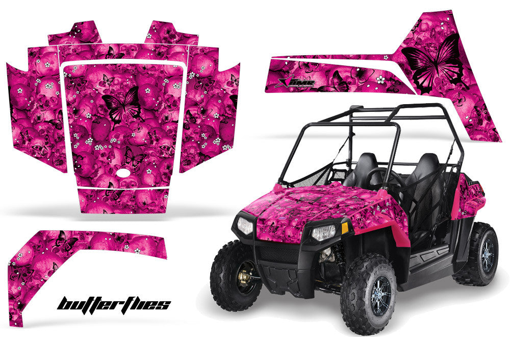 Skulls & Butterflies - PINK background BLACK design