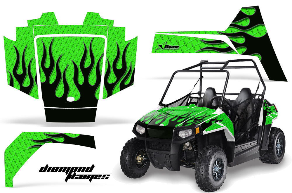 Diamond Flames - BRIGHT GREEN background BLACK design