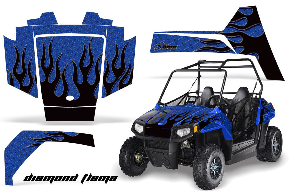 Diamond Flames - BLUE background BLACK design