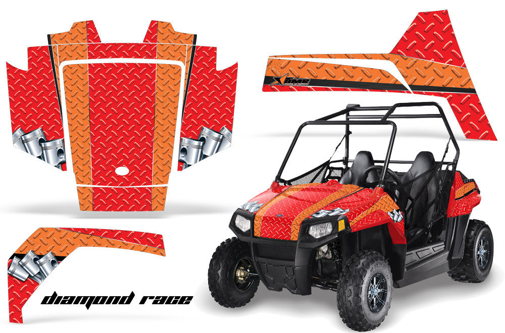 Diamond Race - RED background ORANGE design