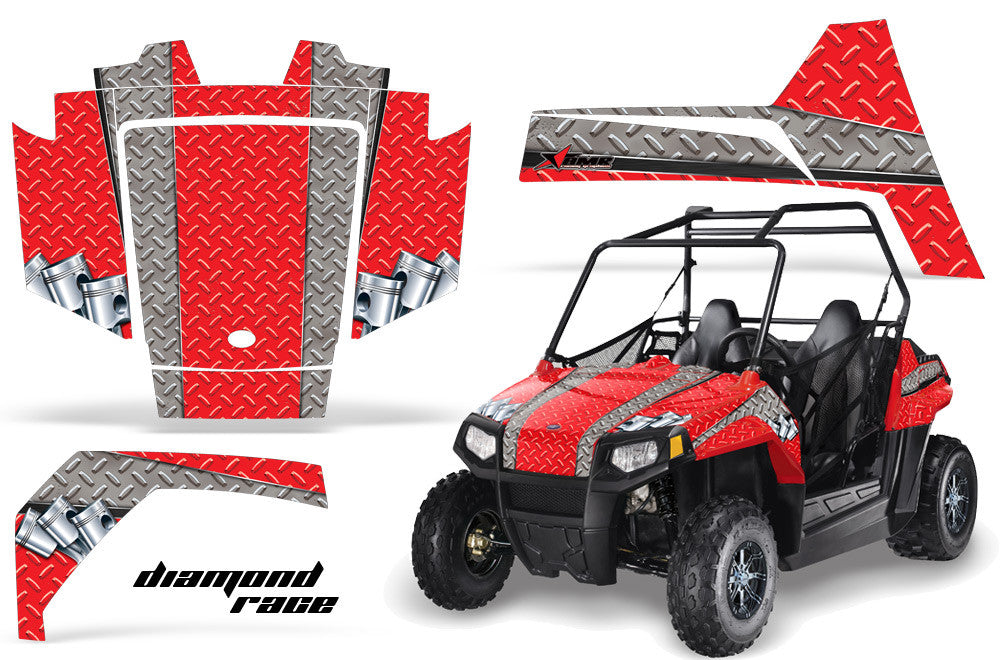 Diamond Race - RED background SILVER design