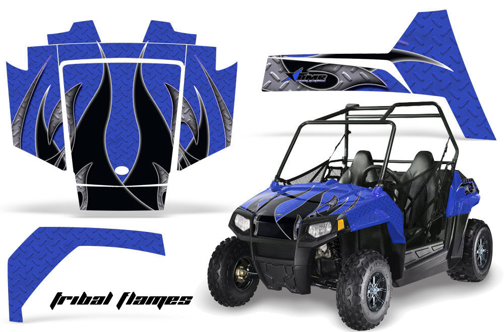 Tribal Flame - BLUE background BLACK design