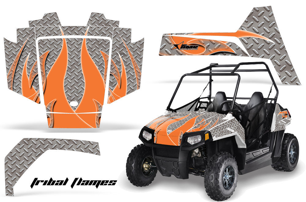 Tribal Flame - SILVER background ORANGE design