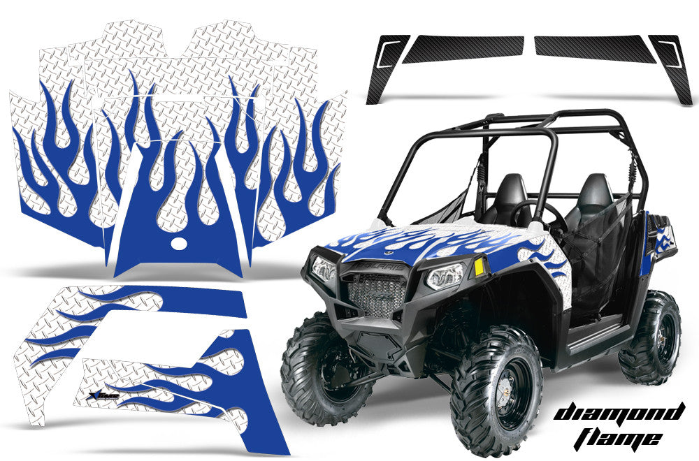 Diamond Flames - - White Background, Blue Design