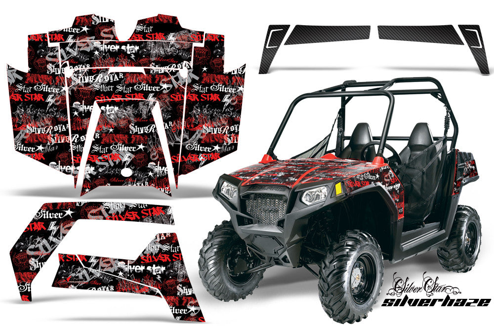 Silver Haze - Black Background, Red Design