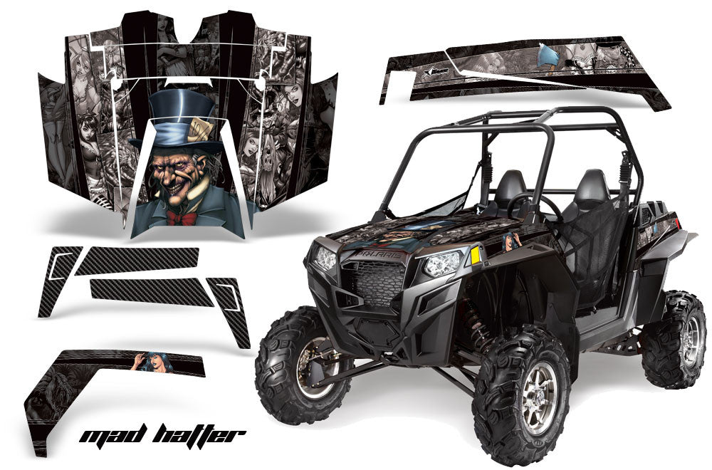 Mad Hatter - Black Background Silver Design