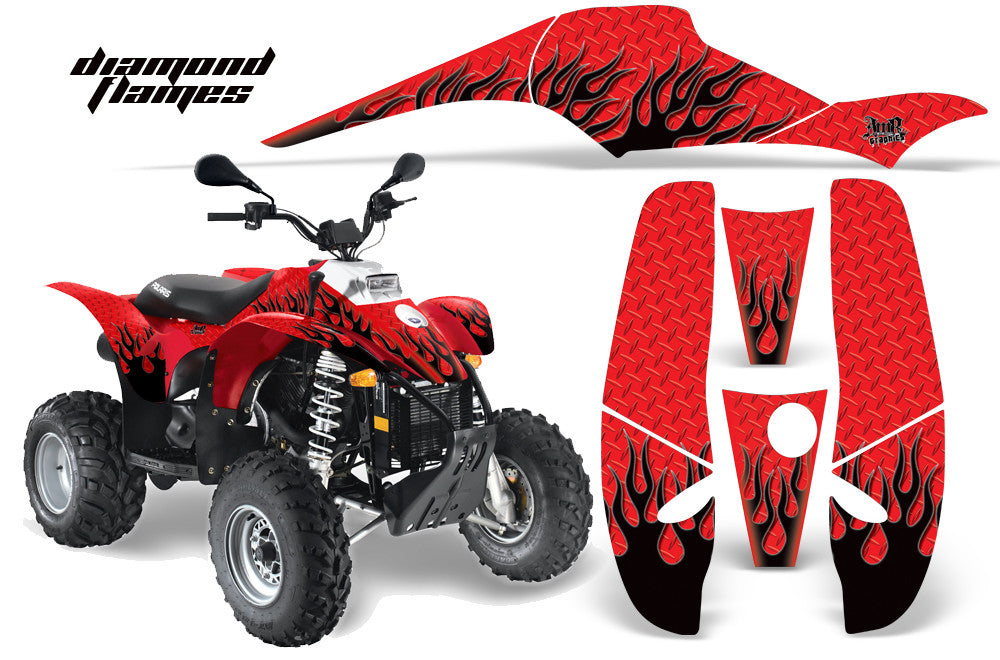 Diamond Flames - Red Background Black Design