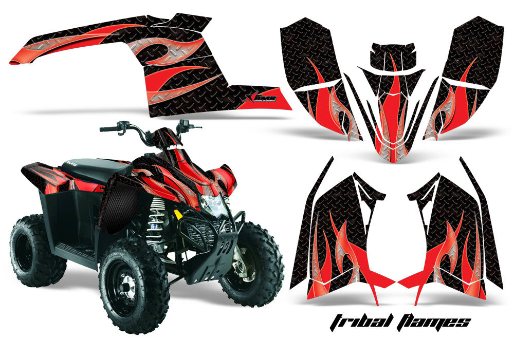 Tribal Flames - Black Background Red Design