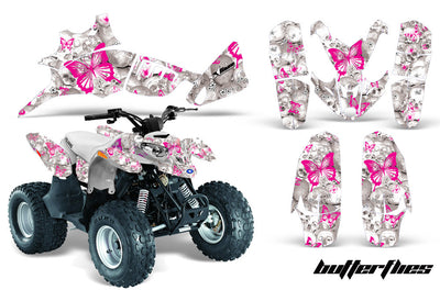 Skulls & Butterflies - White Background Pink Design